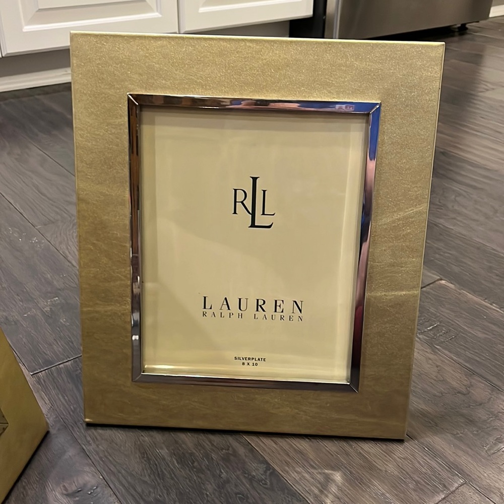 Ralph Lauren Mayfield Gold leather picture photo frame 8”x10” vintage